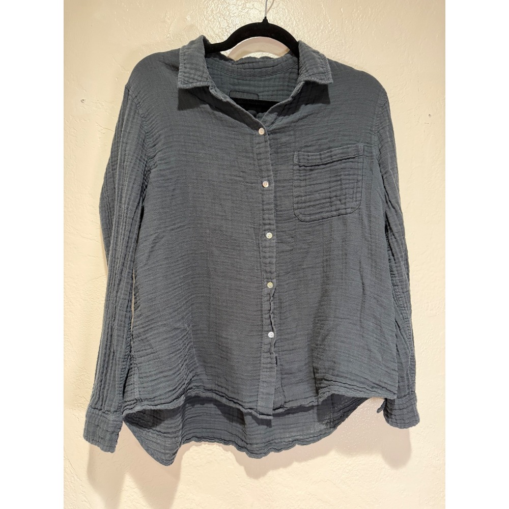 Rails Ellis Washed Black Organic Cotton Gauze Button Down Shirt Womens Large